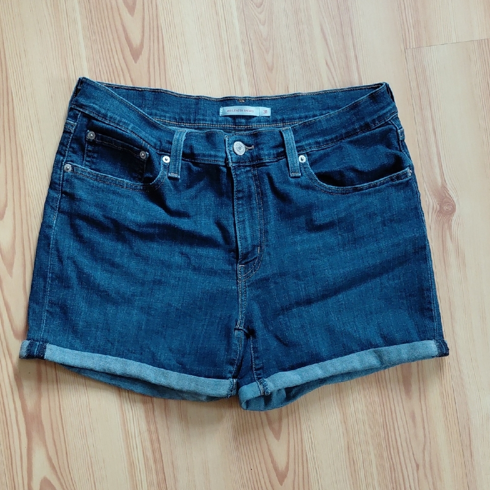 Levis Dark Blue Denim Women's Roll-Cuff Shorts